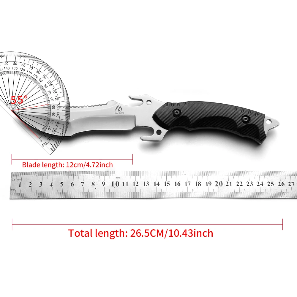 Cuchillo táctico hoja fija mango G10 con funda para aire libre - imagen 2