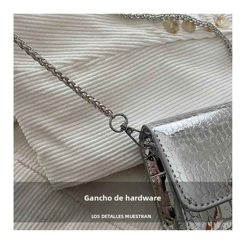Bolso bandolera cuadrado pequeño con cadena rombo elegante - imagen 5