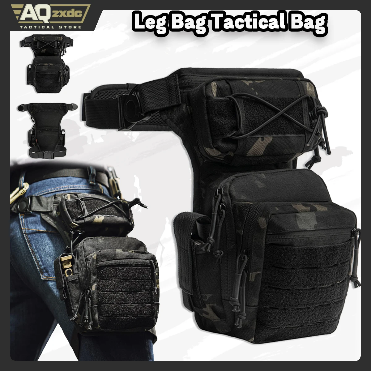 Bolsa táctica de pierna MOLLE impermeable para senderismo y diario