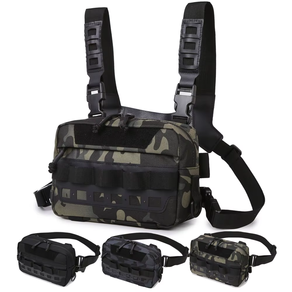 Chaleco táctico con bolsa de utilidad para senderismo, pesca y camping