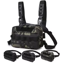Chaleco táctico con bolsa de utilidad para senderismo, pesca y camping