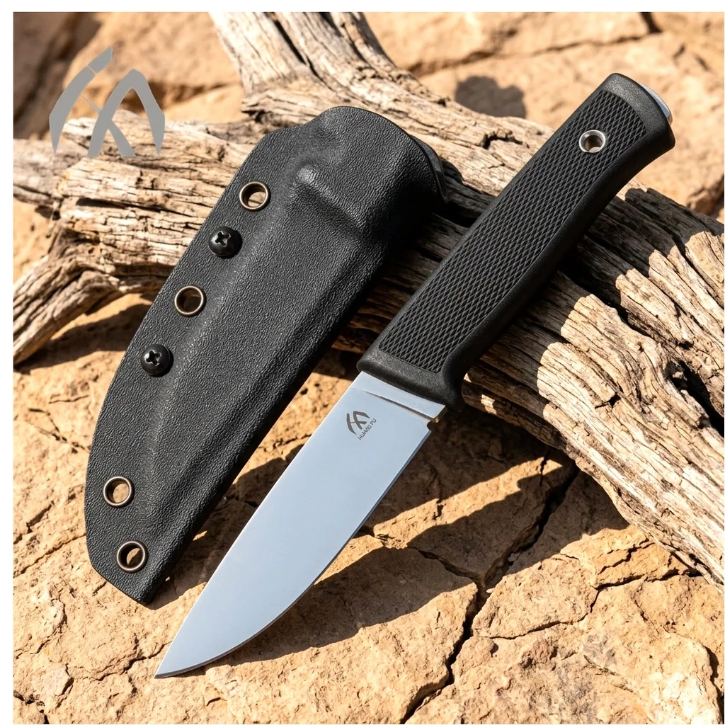 Cuchillo fijo táctico con mango G10 y funda de supervivencia