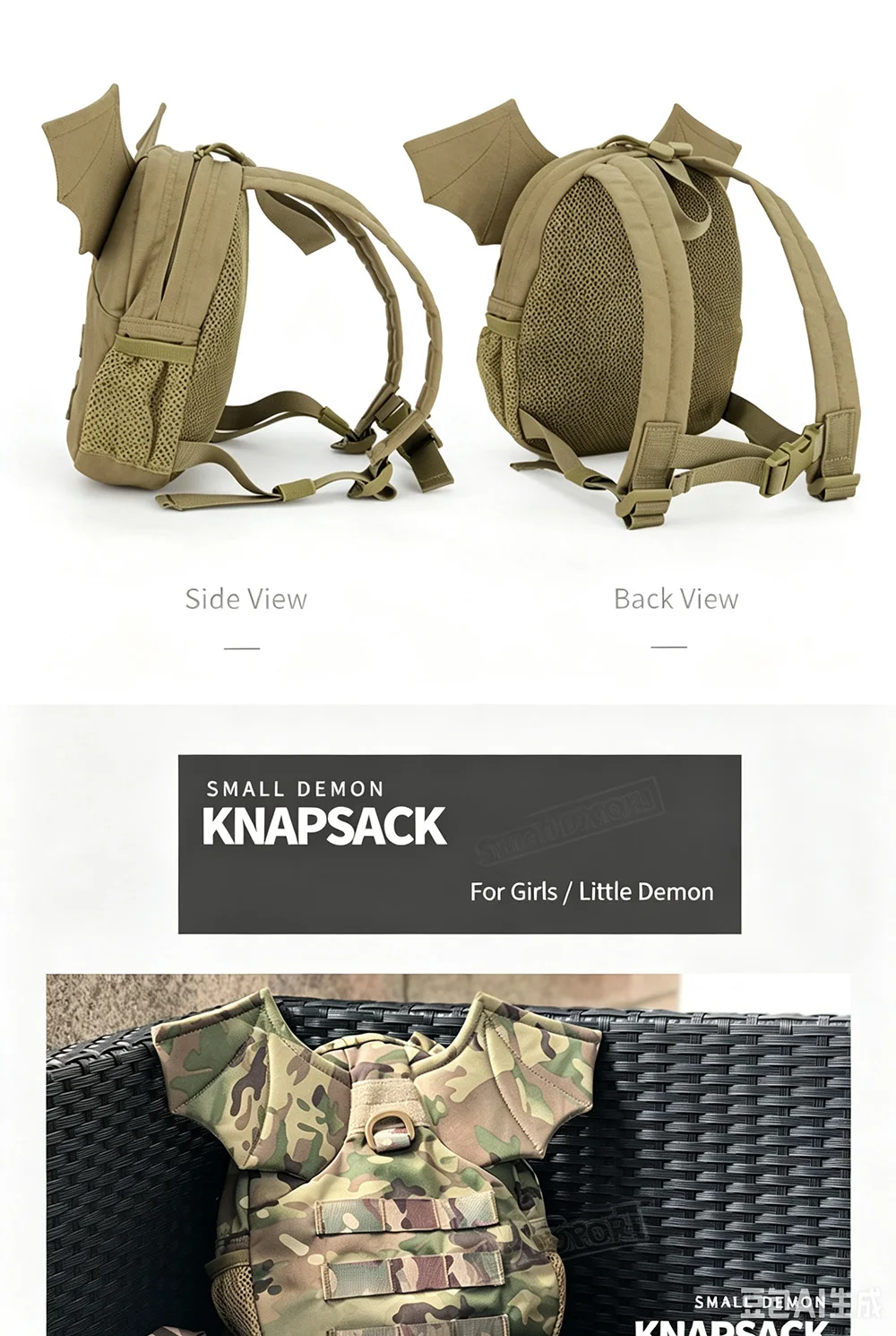 Mochila Táctica Mini Diseño Diablo – Moderna para Chicas - imagen 4