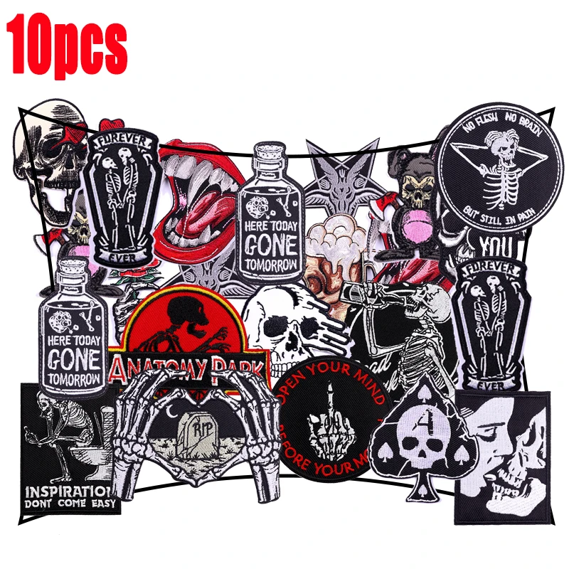 Parche militar bordado Skull negro para equipar