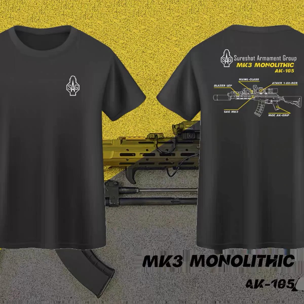 Camiseta táctica de algodón de manga corta con estampado militar