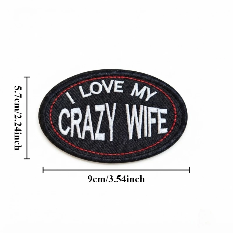 Parche moral bordado velcro 'I Love My Crazy Wife' para mochila y chaqueta - imagen 3