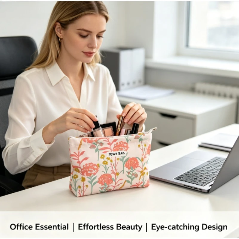 Bolsa de cosméticos floral gran capacidad portátil lujo mujer - imagen 5