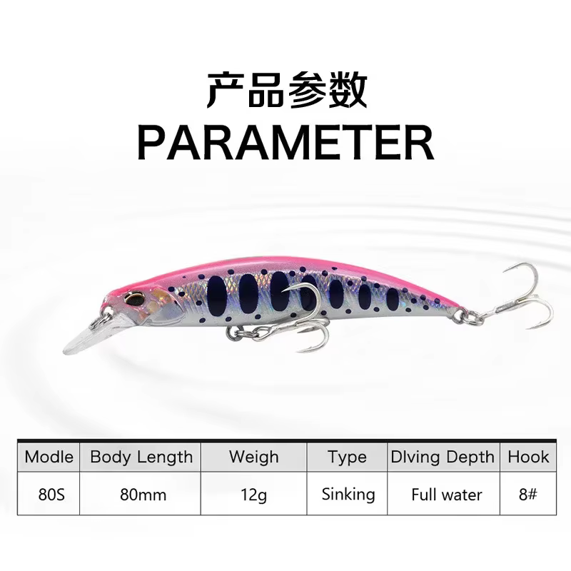 RYUKI Minnow Wobbler hundimiento señuelo de pesca para lubina y culter - imagen 4