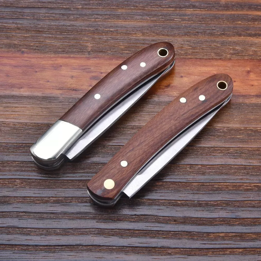 Cuchillo plegable de madera maciza para pelar frutas camping - imagen 5