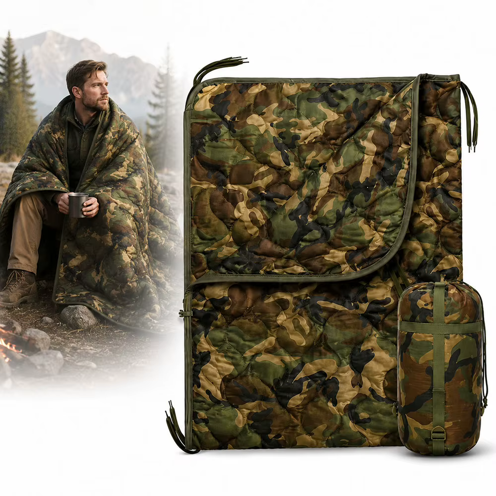 Saco de dormir convertible manta táctica camuflaje con cremallera