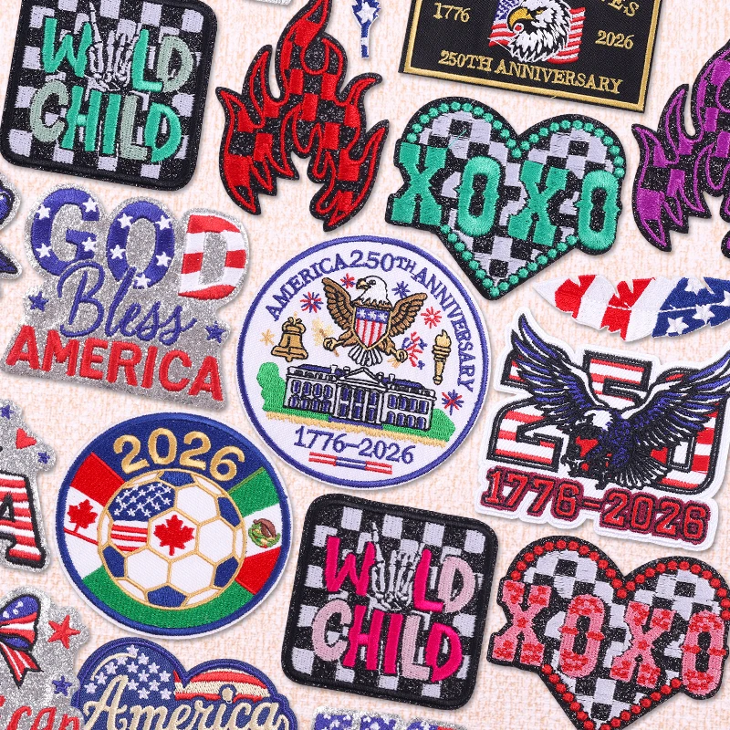 Parche bordado corazón águila americana y cuadros termoadhesivo - imagen 5