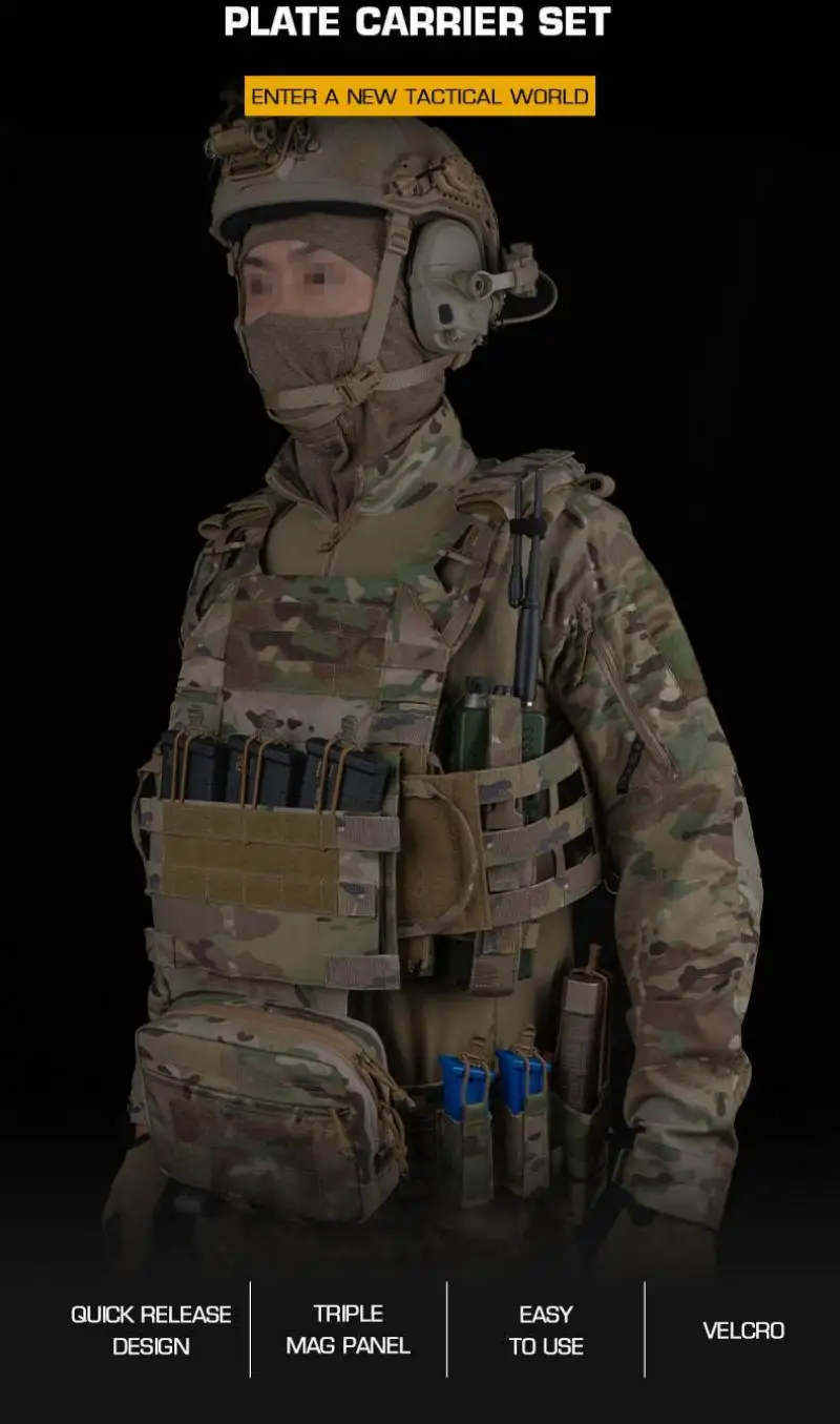 Vista frontal del chaleco táctico POSEIDON DEFENSE JPCV3