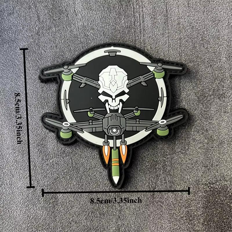 Parche táctico PVC calavera UAV gancho y bucle para ropa y brazalete - imagen 4