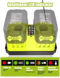 Ryobi cargador rápido portátil doble puerto para batería 18V LED