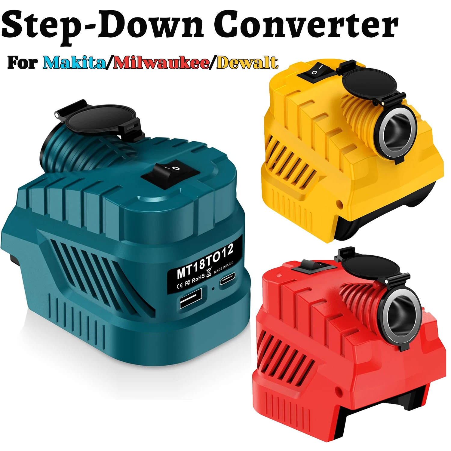 Adaptador 18V a 12V Baterías Makita, Milwaukee, Dewalt – 20A USB-C - imagen 2