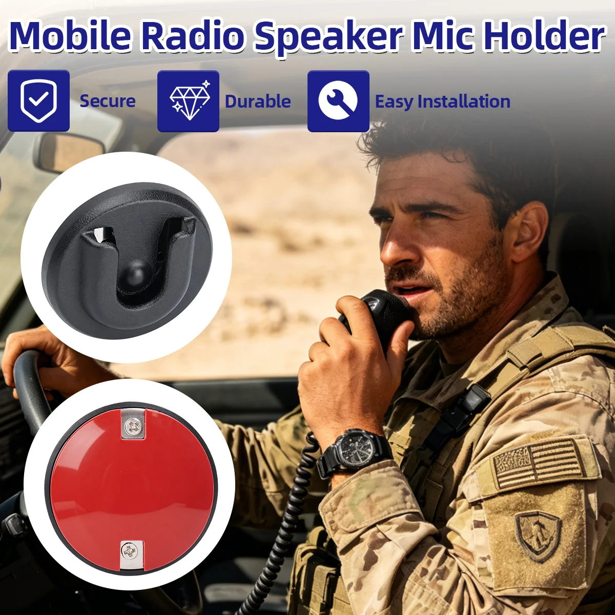 Soporte Adhesivo ABBREE Micrófono Radio Bidireccional para Auto - imagen 2