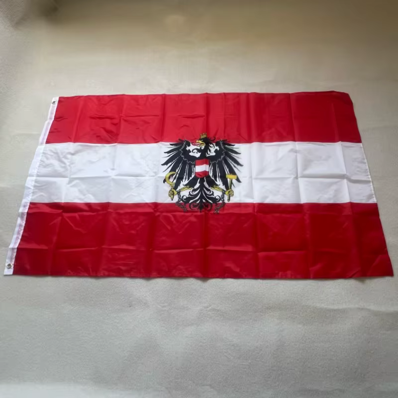 Bandera con emblema de Austria en tamaño 90x150 cm