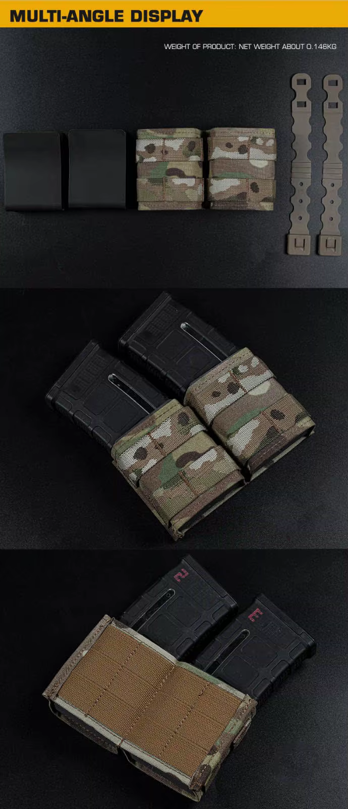 Bolsa táctica compacta con doble capacidad para cargadores