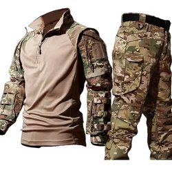 Camiseta táctica transpirable manga corta multibolsillos camuflaje