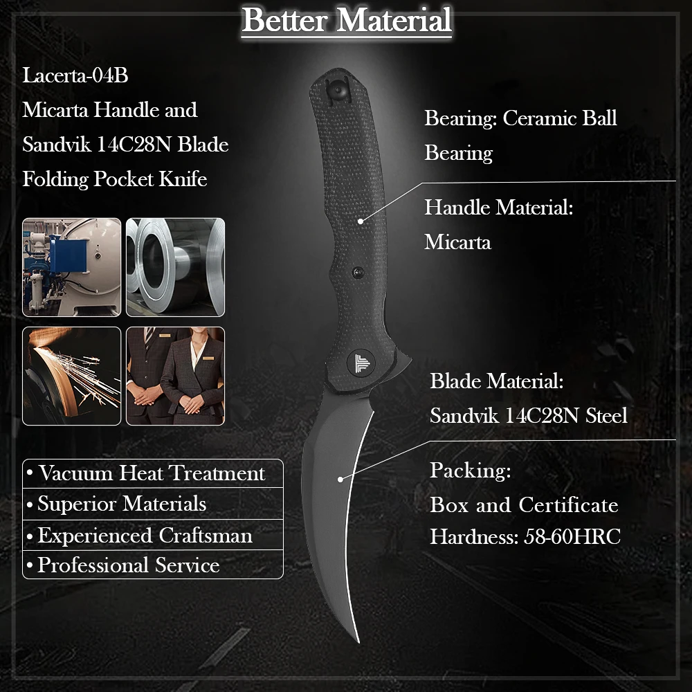 TRIVISA Lacerta cuchillo plegable EDC con mango de Micarta - imagen 5