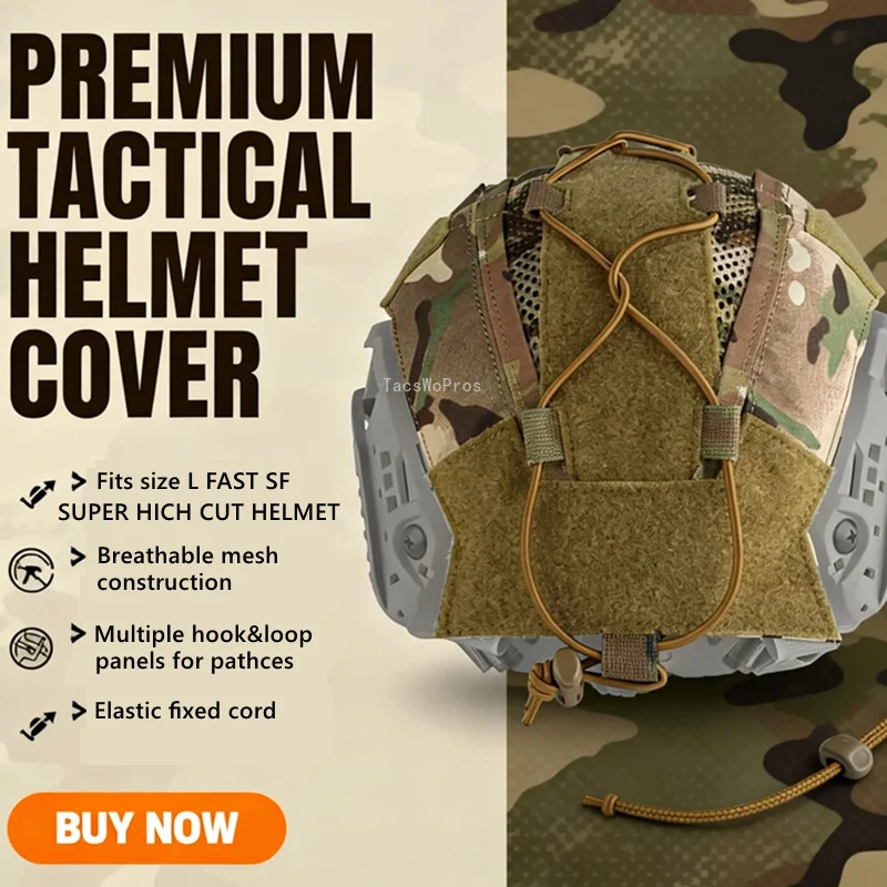 FAST SF Super High Cut funda táctica casco Airsoft camuflaje elástico - imagen 5