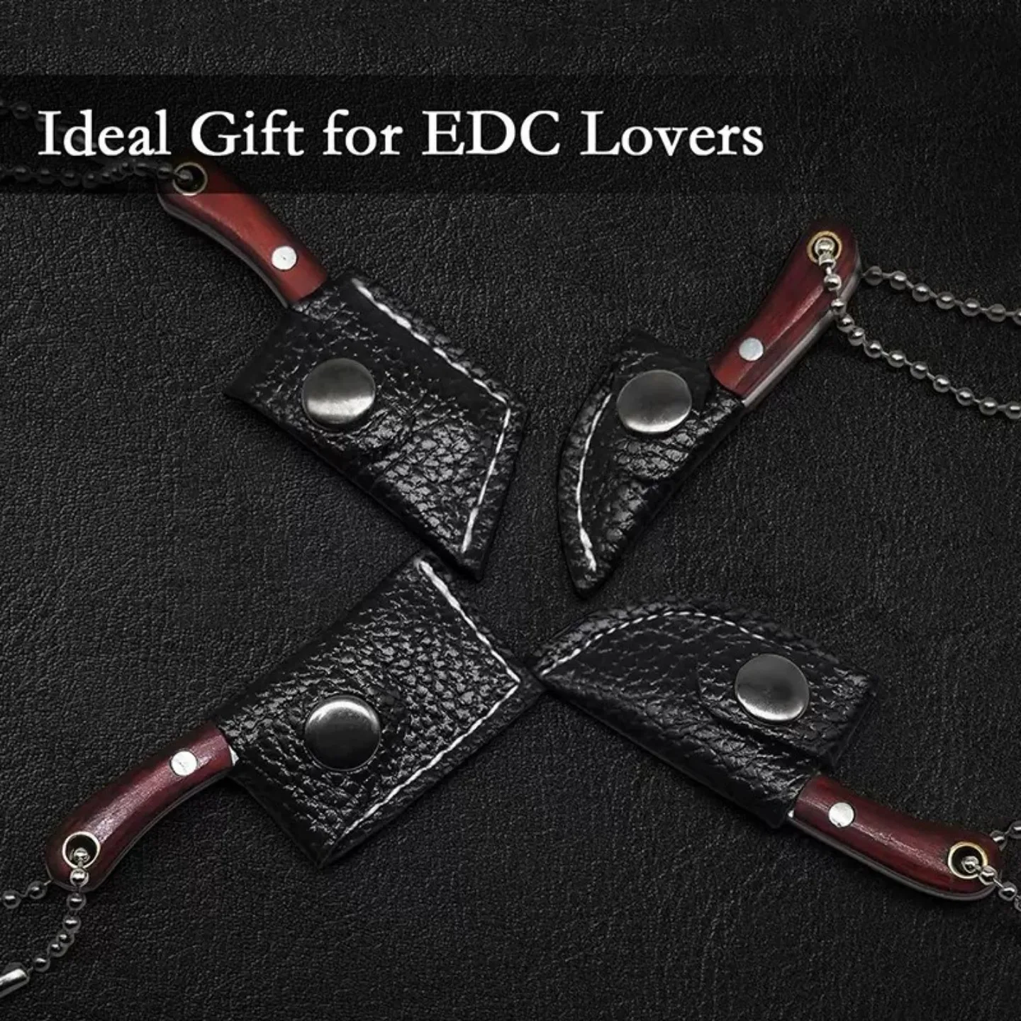 Cuchillo multiusos de acero inoxidable con llavero y funda de cuero - imagen 2