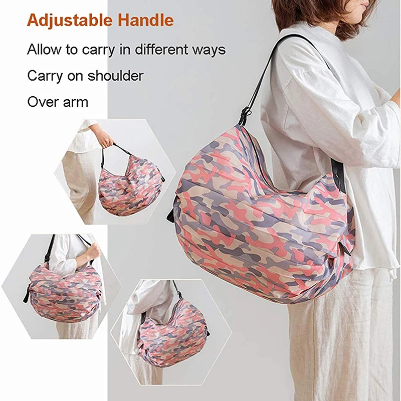 Bolsa plegable de viaje camuflada con asas – Bolsa reusable para outdoor - imagen 2