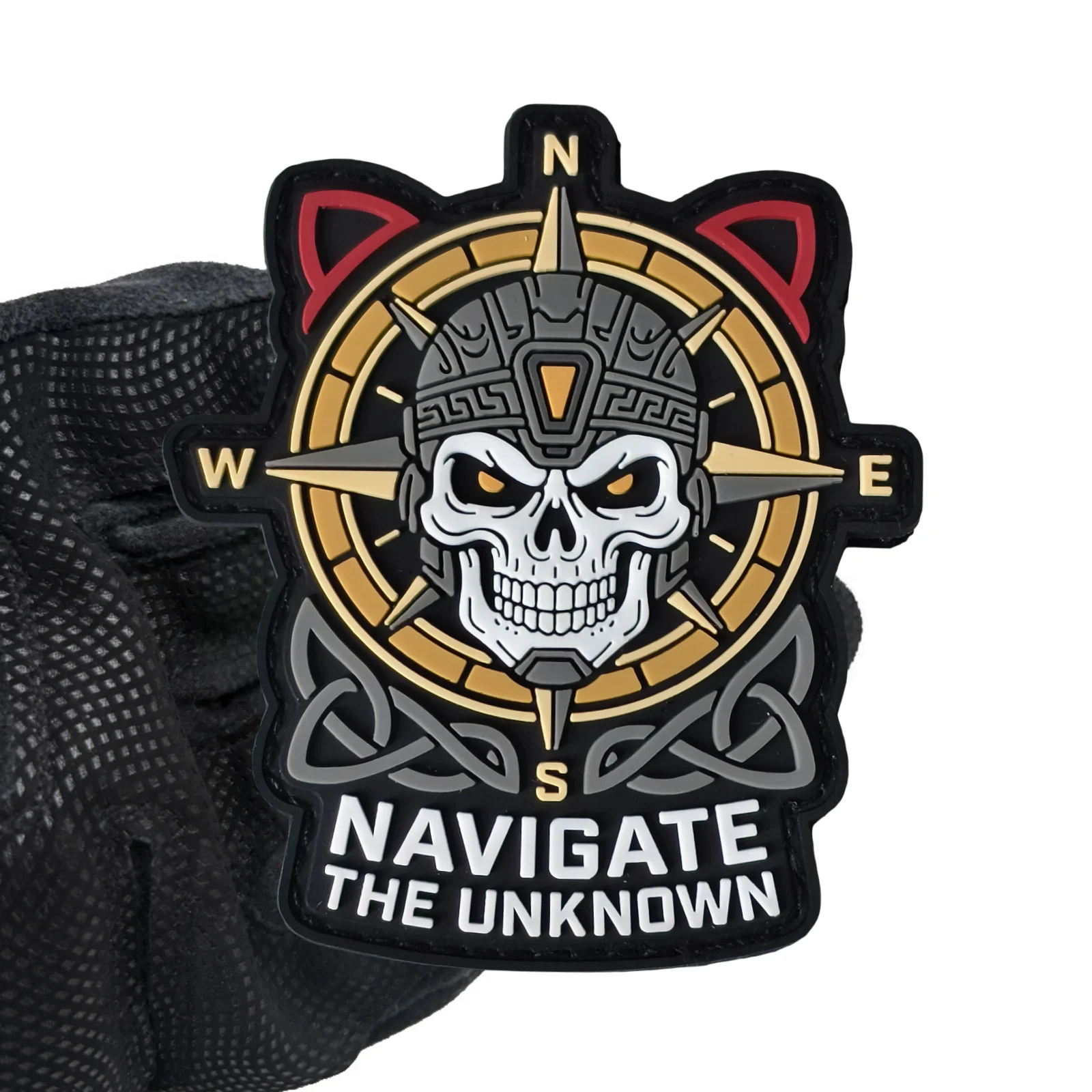 Parche táctico PVC Navigate The Unknown calavera brújula velcro - imagen 2