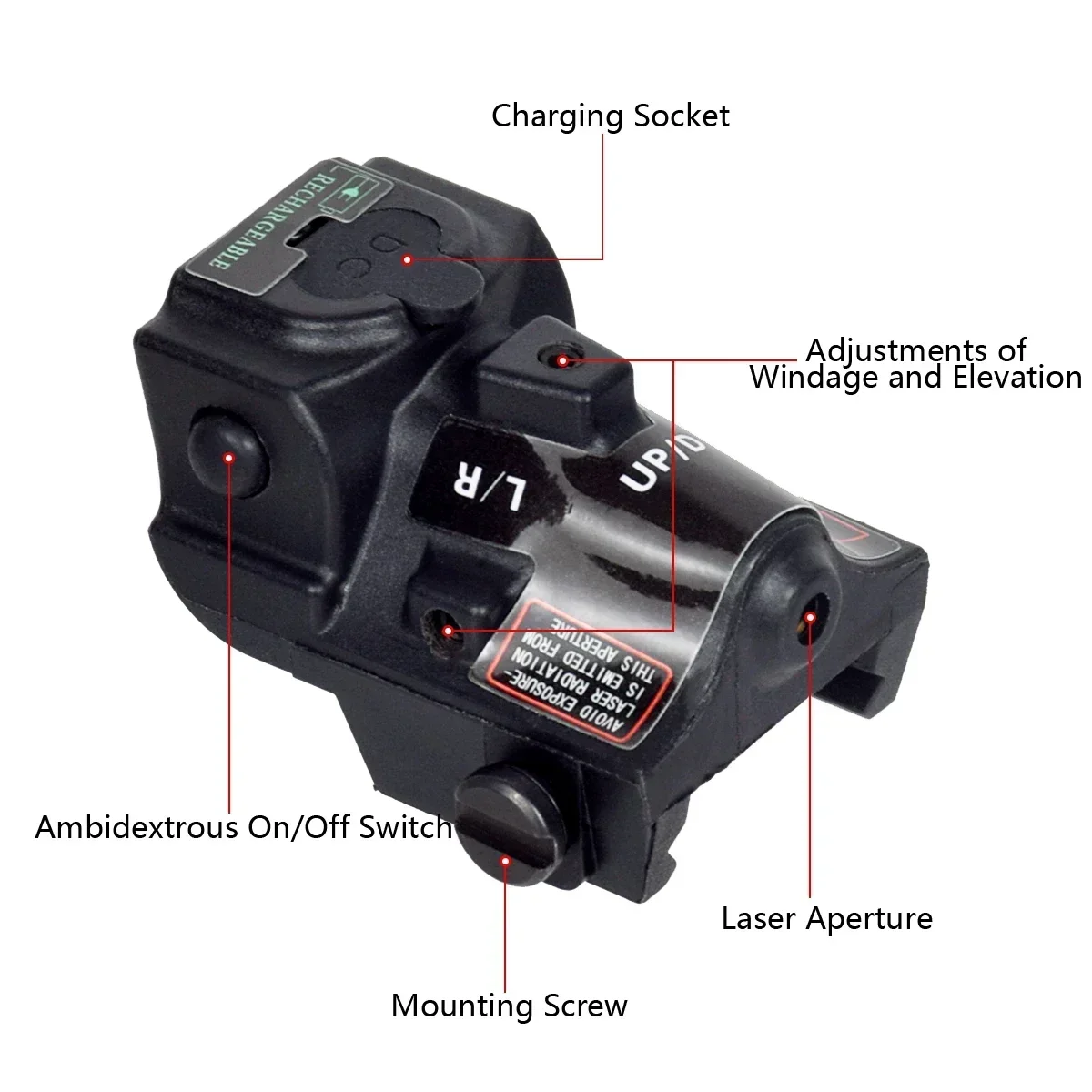 Puntero láser táctico recargable USB rojo y verde para airsoft - imagen 5