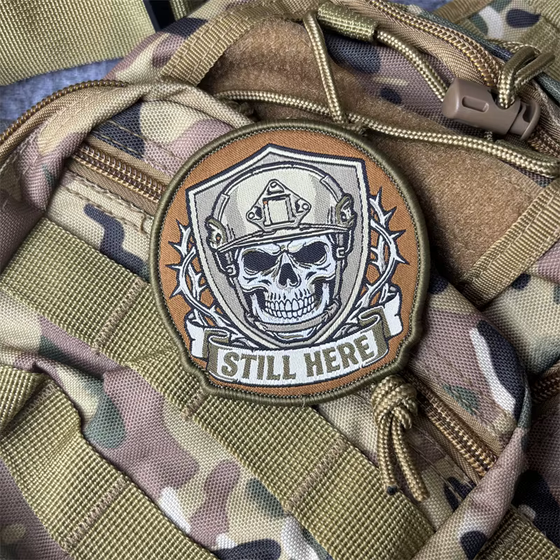 Parche táctico velcro gancho y bucle calavera moral militar - imagen 3