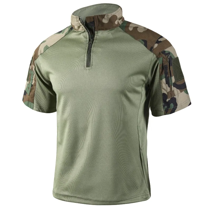 Camiseta táctica hombre secado rápido media cremallera bolsillos - imagen 2