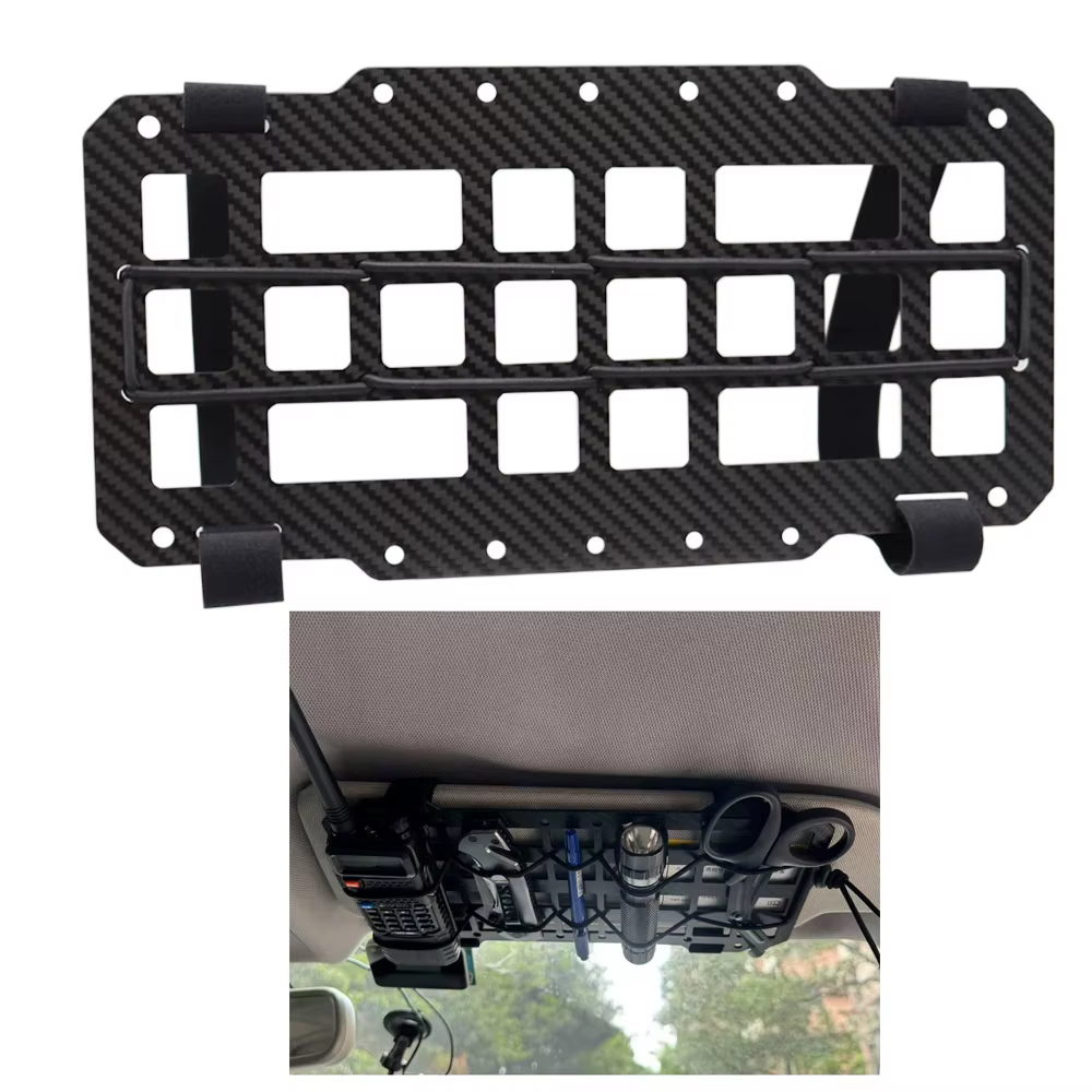 Panel MOLLE rígido fibra carbono para visera coche – Organizador EDC