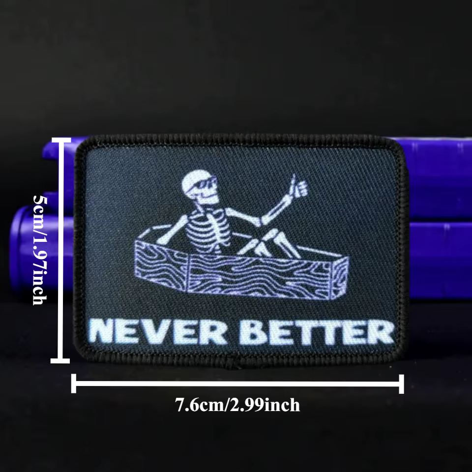 Parche táctico Never Better con calavera - gancho y bucle para mochila - imagen 2