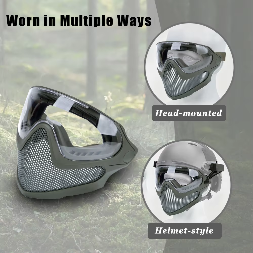 Máscara facial Airsoft malla acero transpirable protección completa - imagen 5