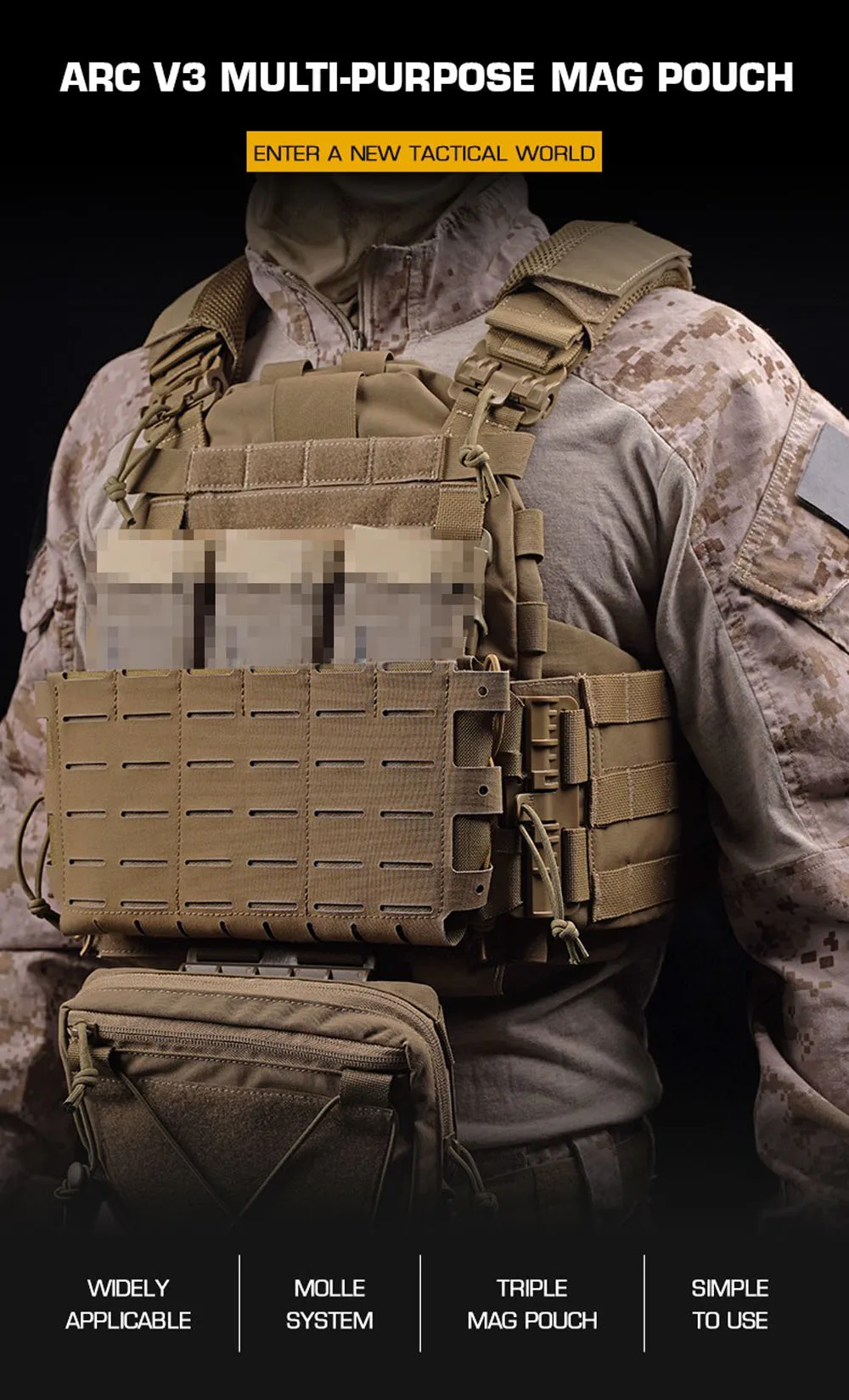 Detalle del sistema MOLLE del chaleco táctico