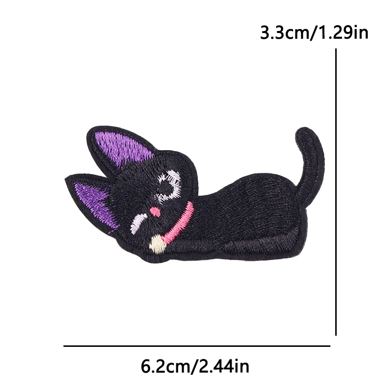 Parche termoadhesivo bordado gato ojos grandes para mochila y gorra
