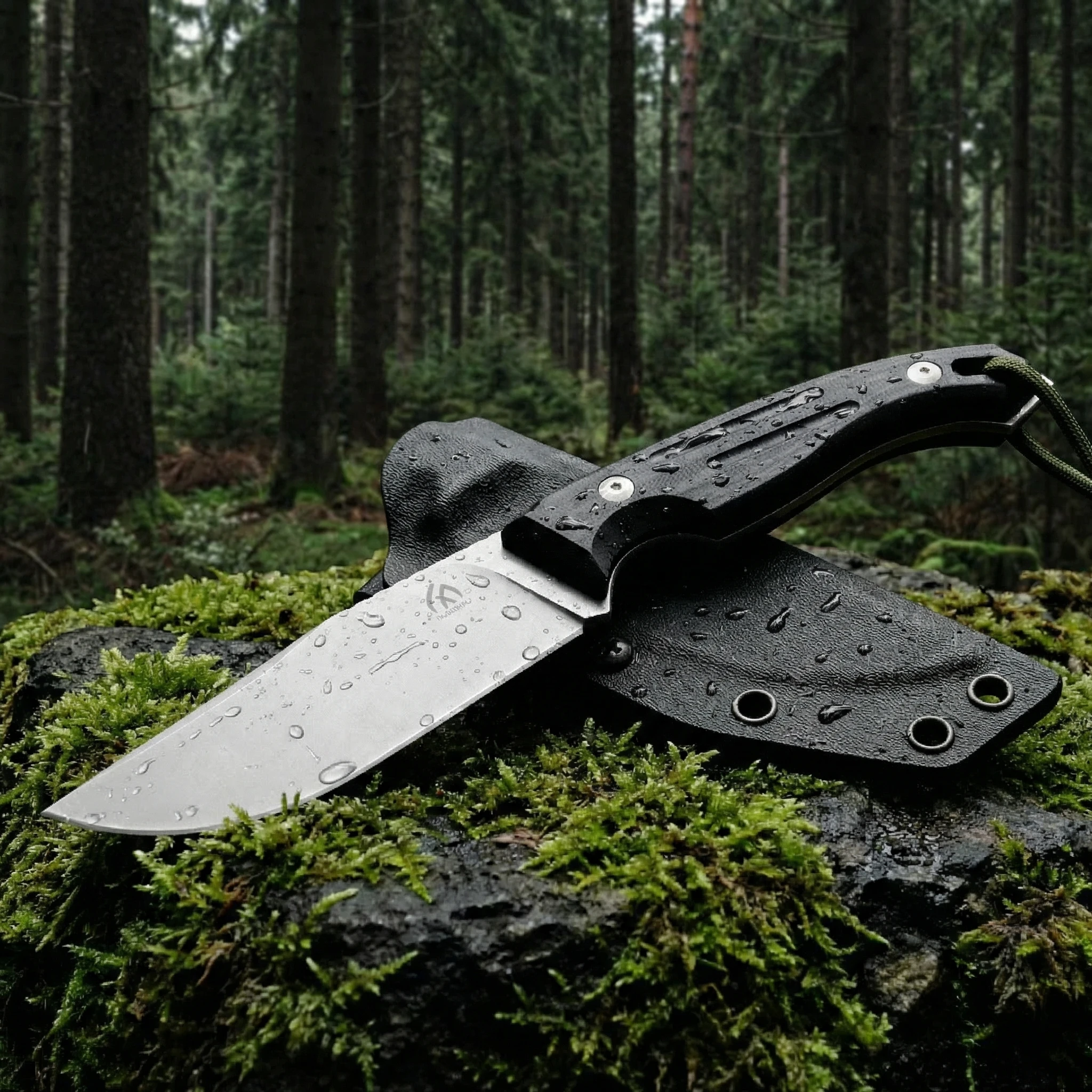 Cuchillo táctico de hoja fija G10 resistente con funda, exterior