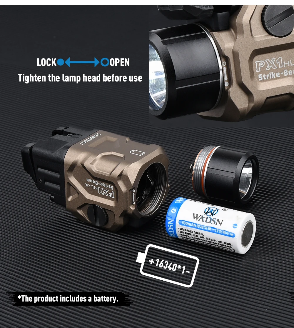 Linterna táctica WADSN PX1: equipo de apoyo para Airsoft