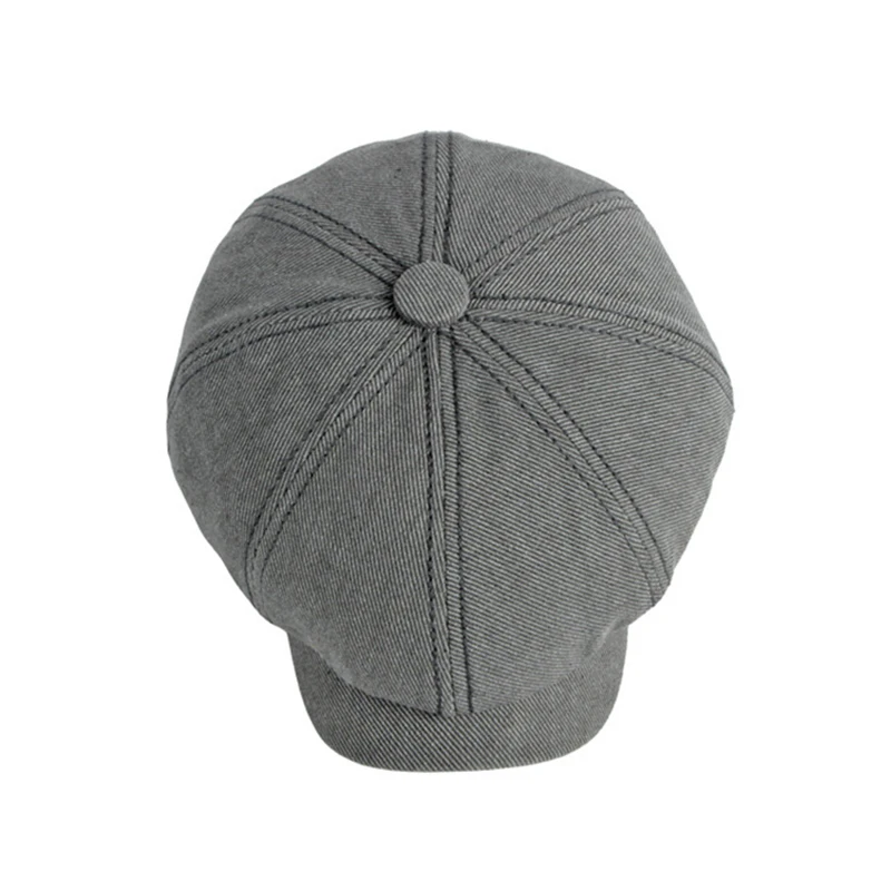 Gorra octogonal de algodón tipo boina, espiga sólida británica