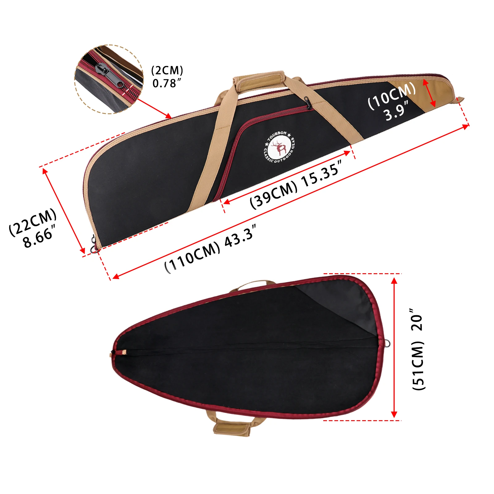 Tourbon Funda táctica acolchada de nylon para rifle, negra