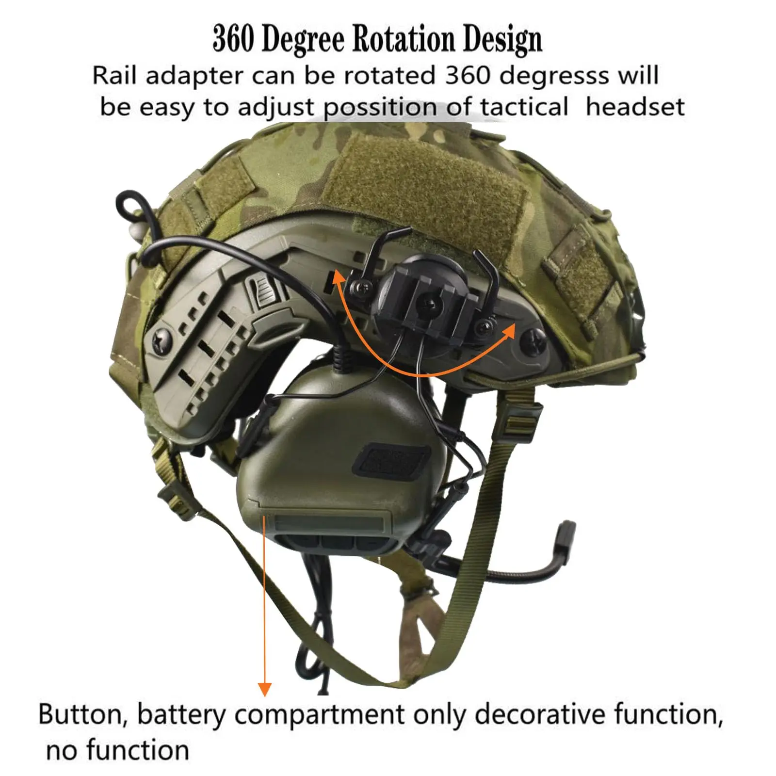 Casco táctico Airsoft rápido con auriculares y viscoespuma ajustable - imagen 2