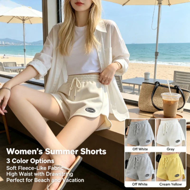 Shorts deportivos de algodón estampados mujer, holgados pierna ancha - imagen 2