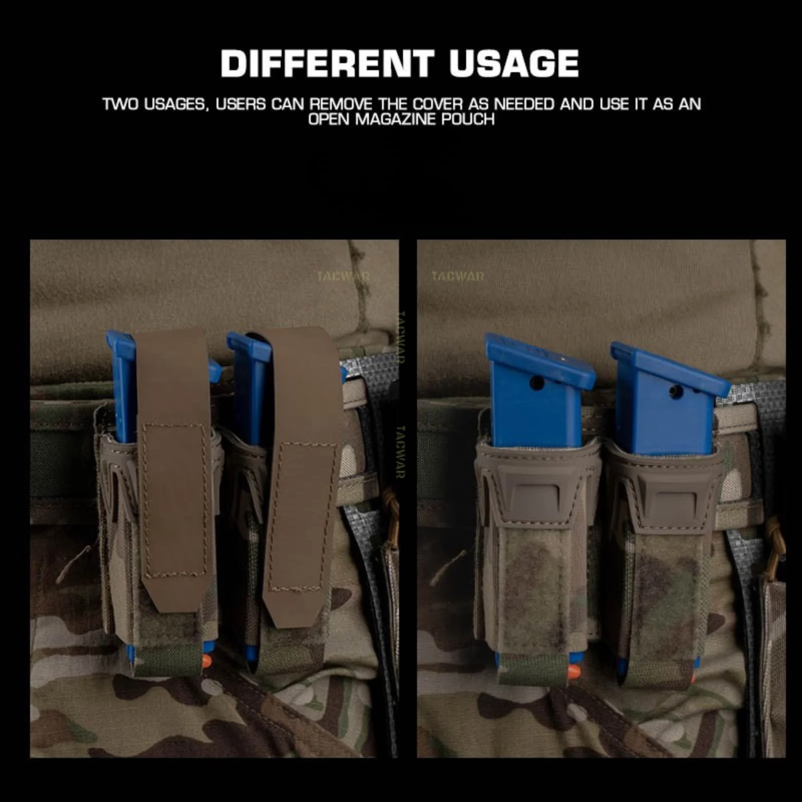 Bolsa doble para pistola con solapa extraíble – MOLLE cinturón y placa - imagen 5