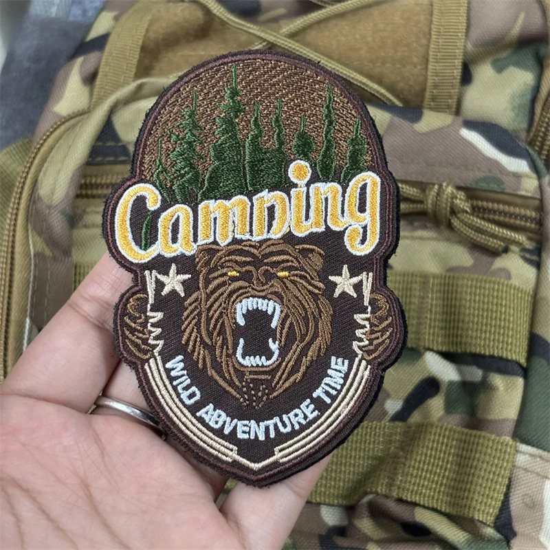 Parche táctico bordado de oso militar con Velcro para mochila y ropa - imagen 2