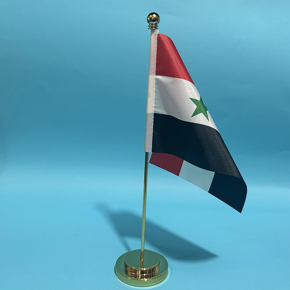 SKY FLAG Bandera de Siria 14x21cm polyester – Decoración escritorio - imagen 2