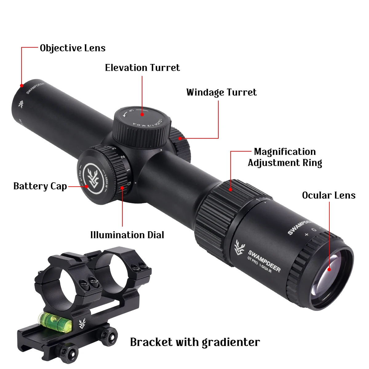 GT PRO Mira telescópica táctica IR para airsoft y tiro al aire libre - imagen 4
