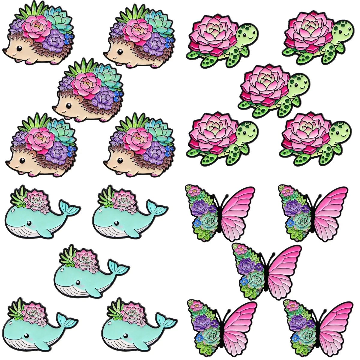 Pins esmaltados erizo, mariposa y suculenta – Para ropa y sombreros - imagen 4