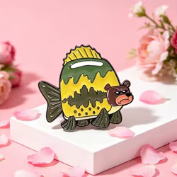 Pin de solapa broche esmaltado oso y pez estilo weirdcore