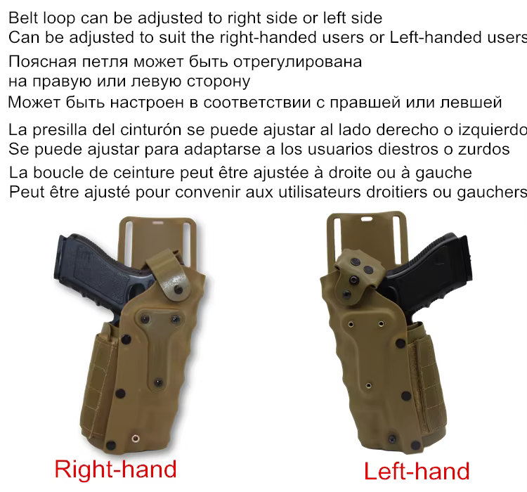 Funda adaptada a un Glock 19 con luz táctica instalada
