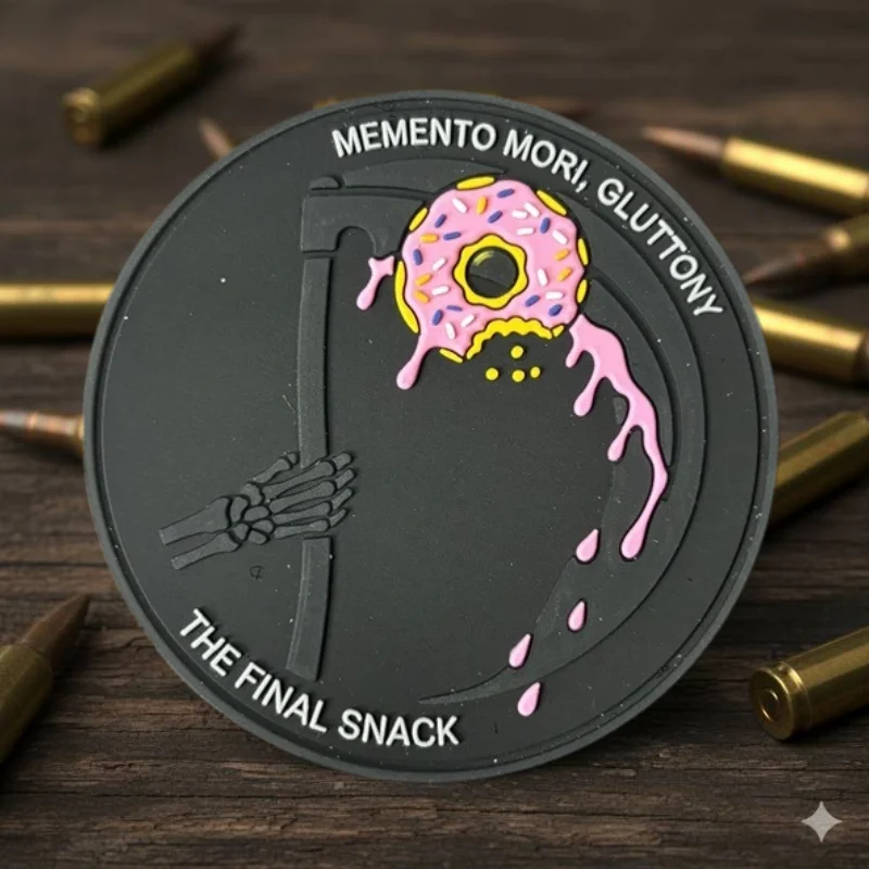 Parche táctico Death and Donuts de PVC con velcro para chaleco - imagen 4